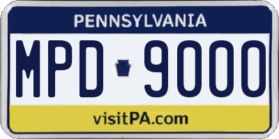 PA license plate MPD9000
