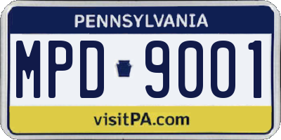 PA license plate MPD9001