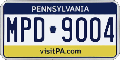 PA license plate MPD9004