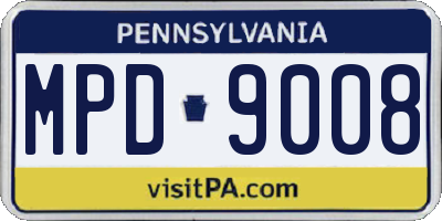 PA license plate MPD9008