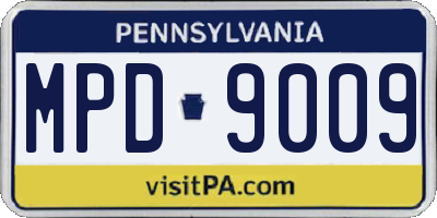 PA license plate MPD9009