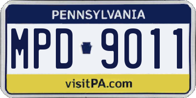 PA license plate MPD9011