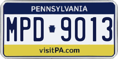 PA license plate MPD9013