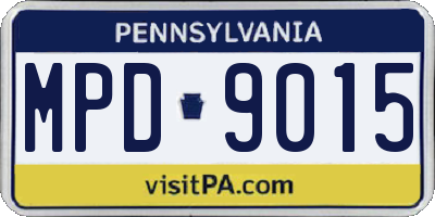PA license plate MPD9015