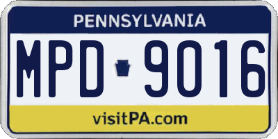 PA license plate MPD9016