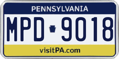 PA license plate MPD9018
