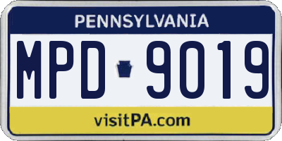 PA license plate MPD9019
