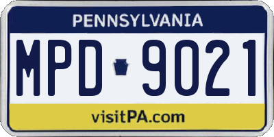 PA license plate MPD9021