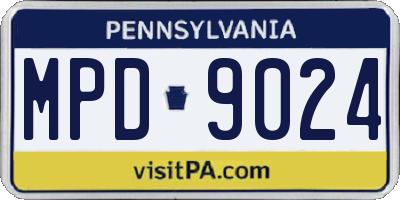 PA license plate MPD9024