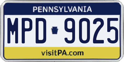 PA license plate MPD9025