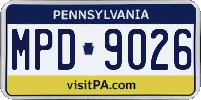 PA license plate MPD9026