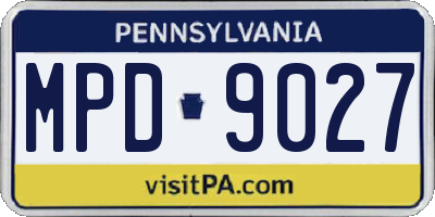 PA license plate MPD9027