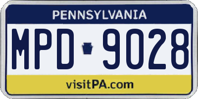 PA license plate MPD9028