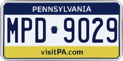 PA license plate MPD9029
