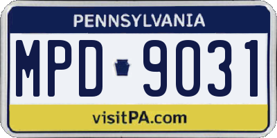 PA license plate MPD9031