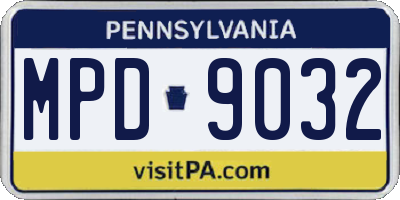 PA license plate MPD9032