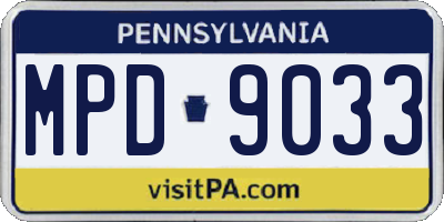 PA license plate MPD9033