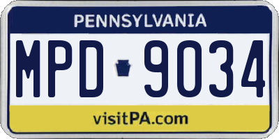 PA license plate MPD9034