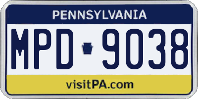 PA license plate MPD9038