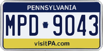 PA license plate MPD9043
