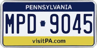 PA license plate MPD9045