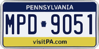 PA license plate MPD9051