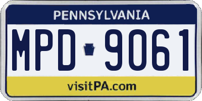 PA license plate MPD9061