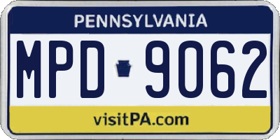 PA license plate MPD9062
