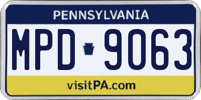 PA license plate MPD9063