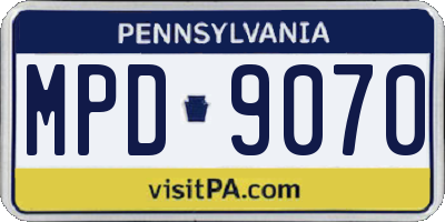 PA license plate MPD9070