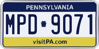 PA license plate MPD9071