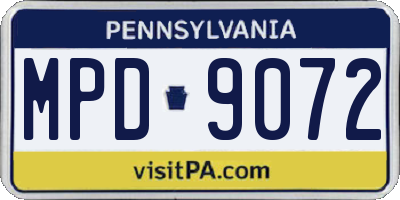 PA license plate MPD9072