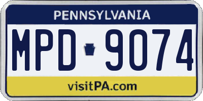 PA license plate MPD9074