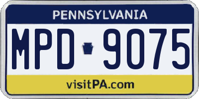 PA license plate MPD9075