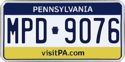 PA license plate MPD9076