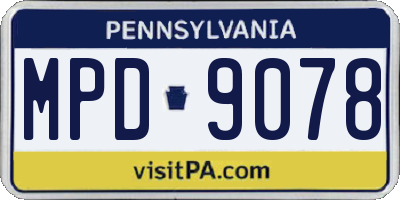 PA license plate MPD9078