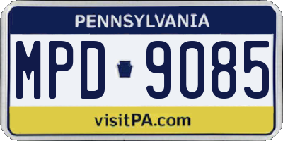 PA license plate MPD9085