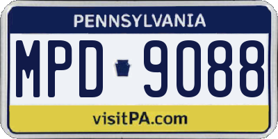 PA license plate MPD9088