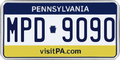 PA license plate MPD9090