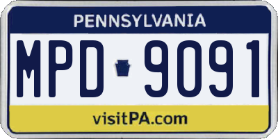 PA license plate MPD9091