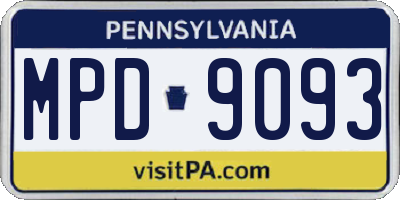PA license plate MPD9093