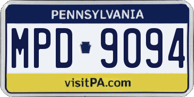 PA license plate MPD9094