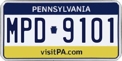 PA license plate MPD9101