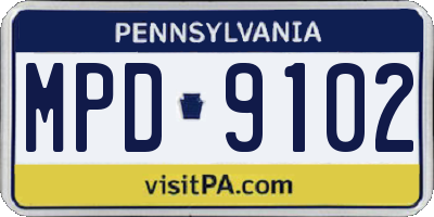 PA license plate MPD9102