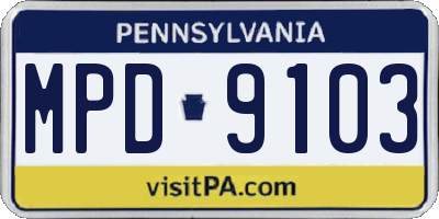 PA license plate MPD9103
