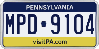 PA license plate MPD9104