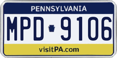 PA license plate MPD9106