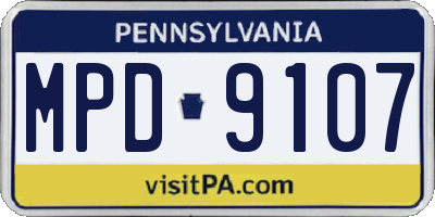 PA license plate MPD9107