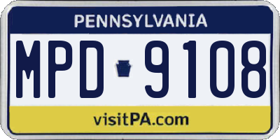 PA license plate MPD9108