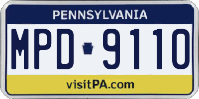 PA license plate MPD9110